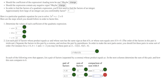 steps of a particular algebra problem which are almost completely worked out